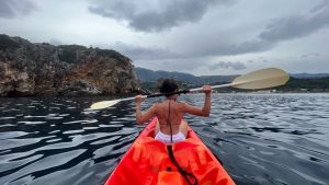 Experience a thrilling kayaking adventure on the Mediterranean coast in Himarë, Albania.