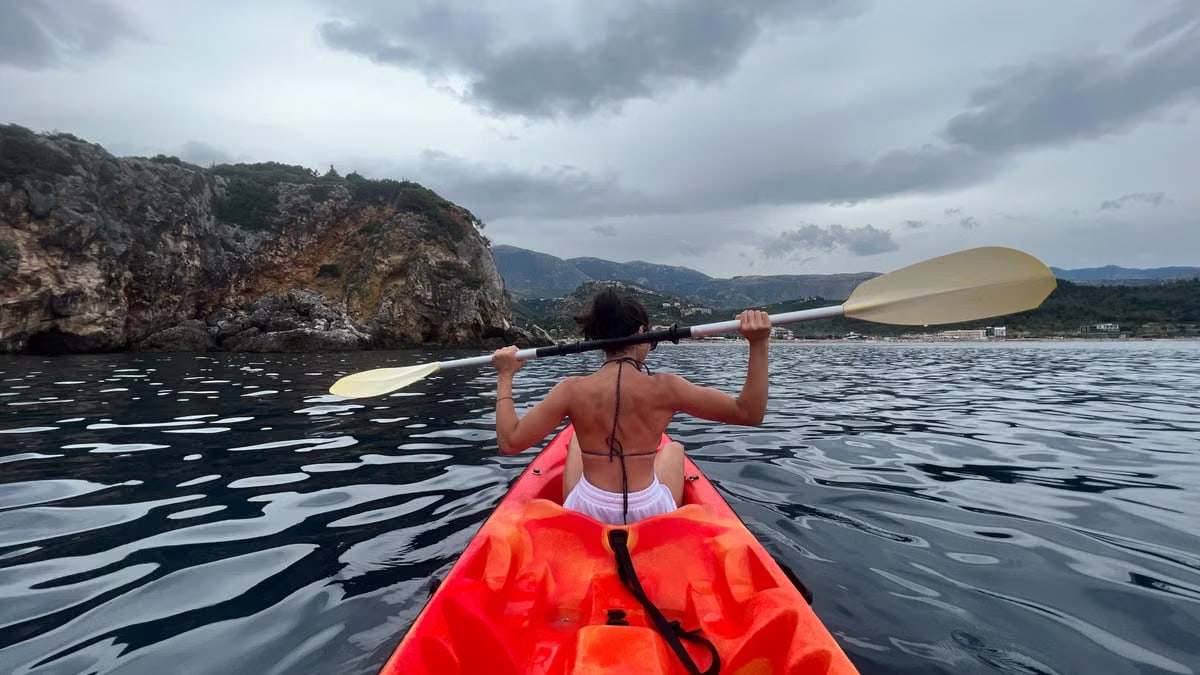 Experience a thrilling kayaking adventure on the Mediterranean coast in Himarë, Albania.